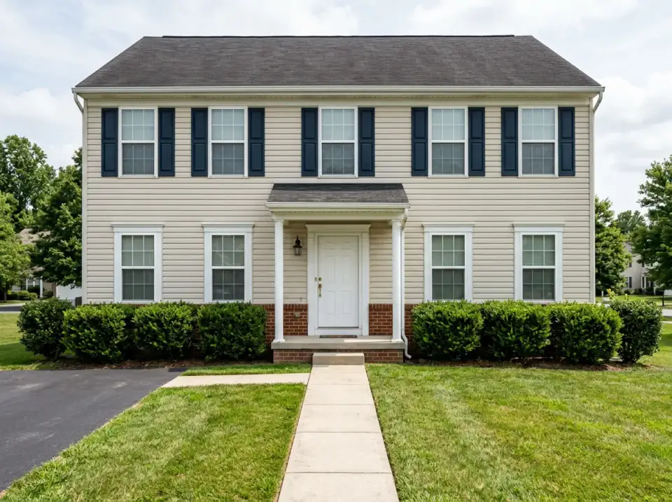 Before: Basic Beige Colonial Exterior Ready for Transformation
