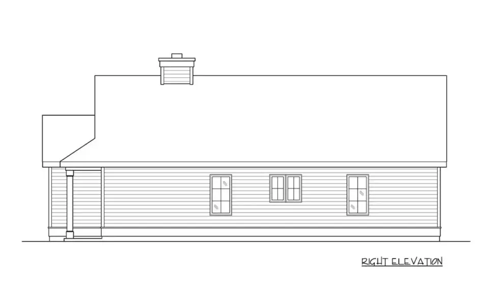 Plan 22103SL front color rendering — compact cottage with covered porch, side-facing one-car garage, horizontal lap siding, centered front door with sidelights, and a window box under the sitting room window.