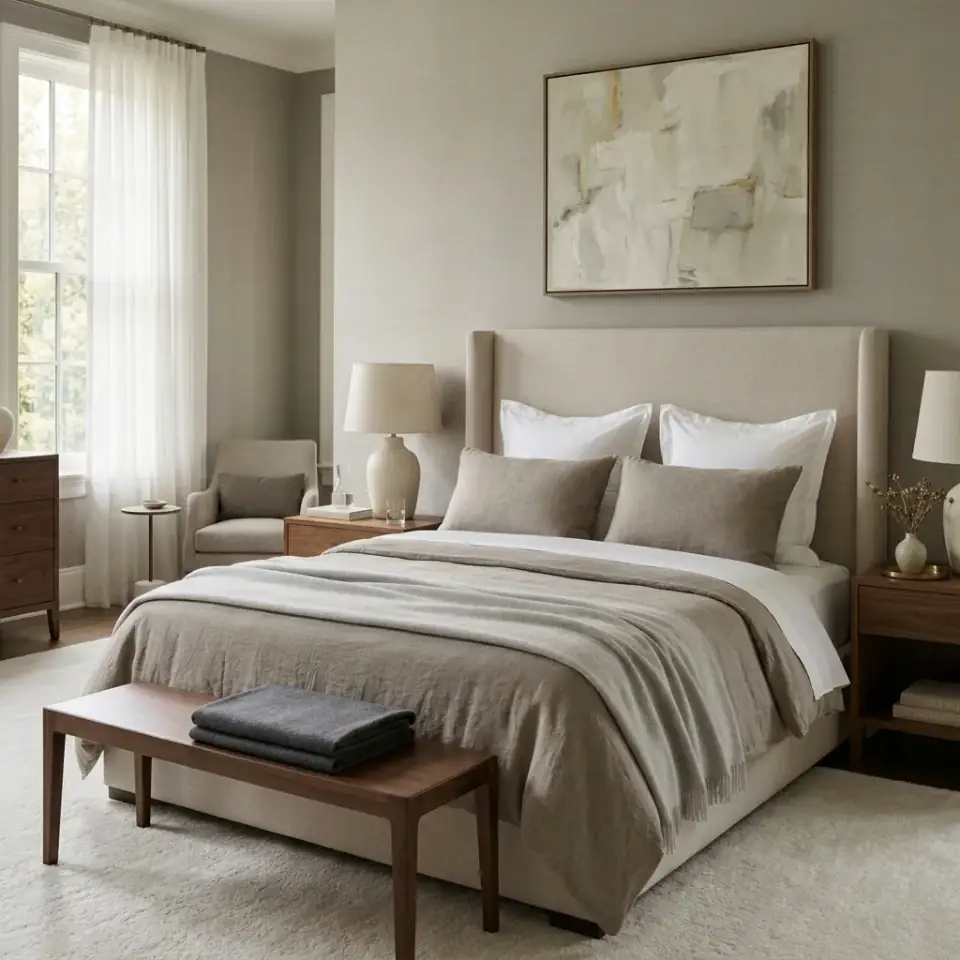 Calm & Textured Biophilic Bedroom