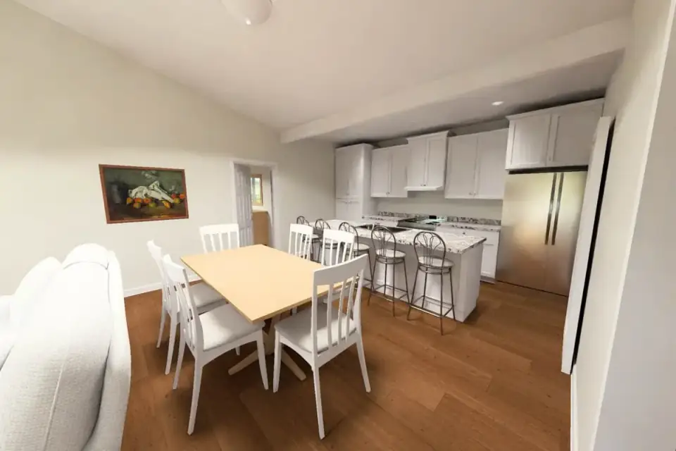 Secondary bedroom render showing the alternate room with similar proportions and functional layout