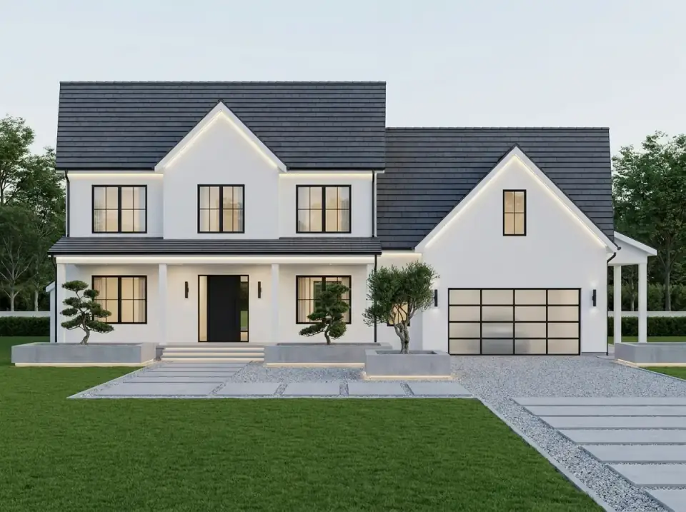 Modern Farmhouse Plan: 5 Beds + Bonus Room