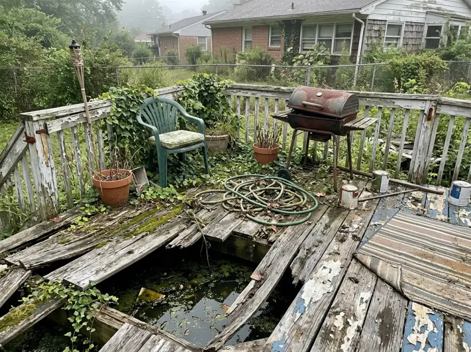 Neglected Deck Before Renovation