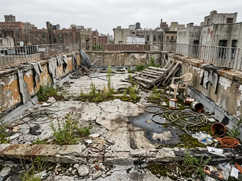 Before: Abandoned Urban Rooftop in Need of a Total Overhaul