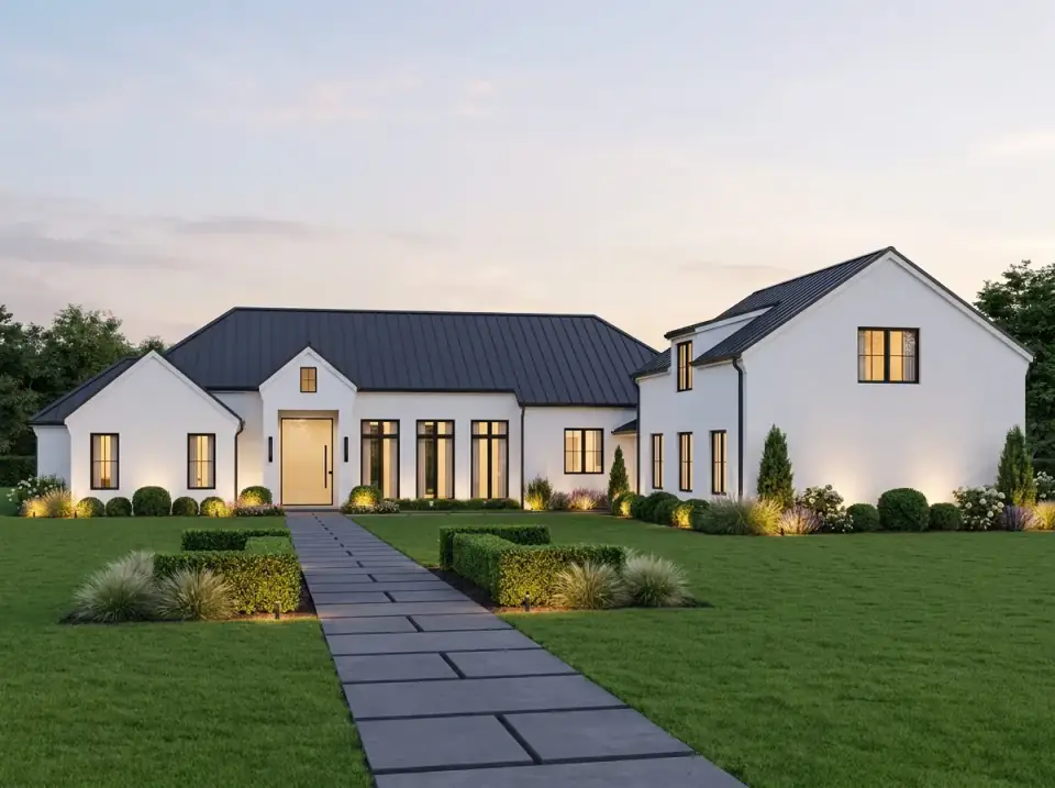 Modern Farmhouse Plan with Large Patio