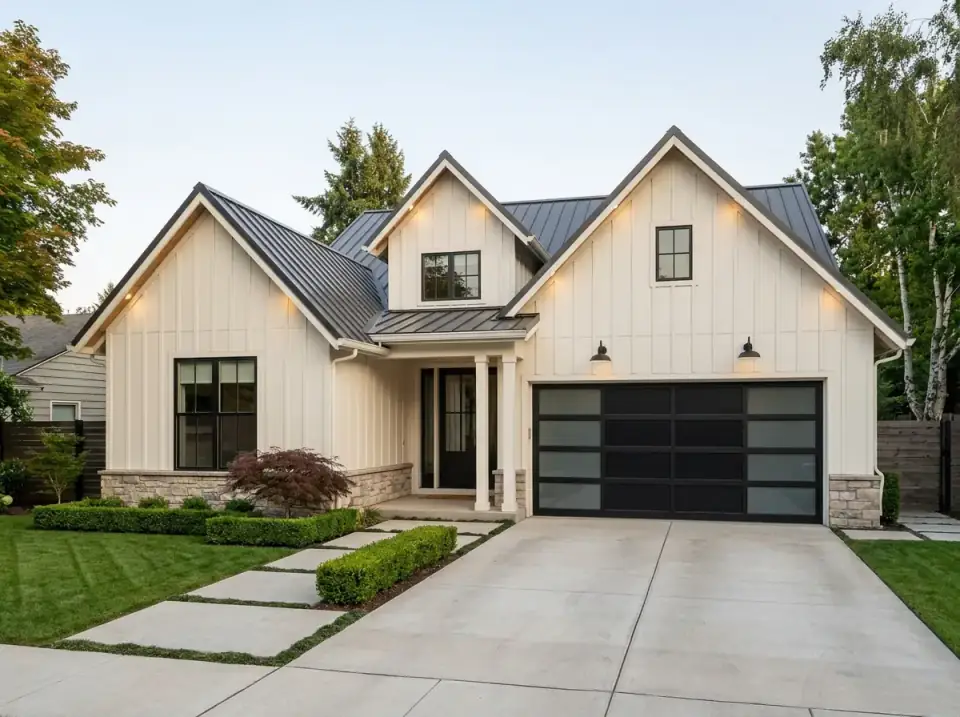 Modern Farmhouse Plan with Split Bedrooms & Home Office