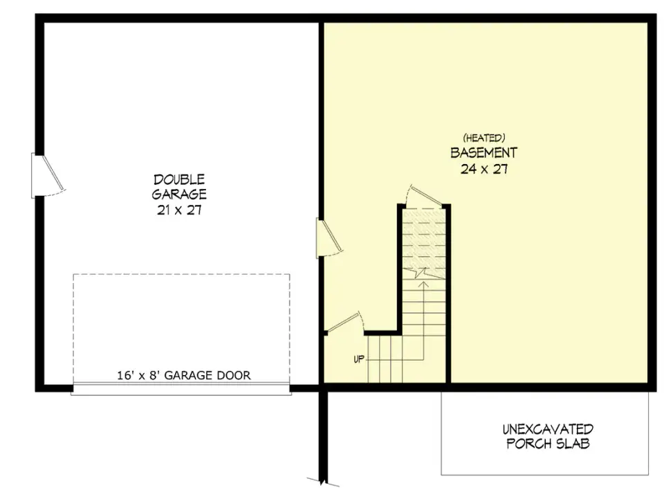 Lower level floor plan of plan 680682VR showing a drive-under two-car garage and a finished 700-square-foot bonus room set into the walkout foundation