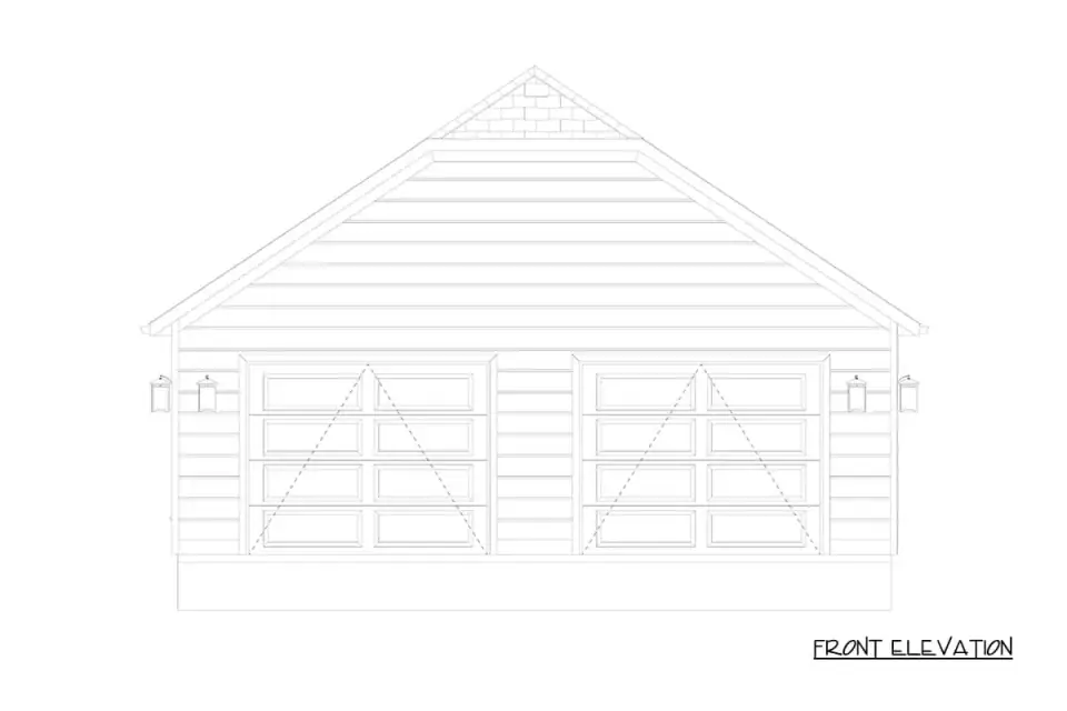Gambrel roof option for the garage plan giving a barn-style profile with loft storage potential