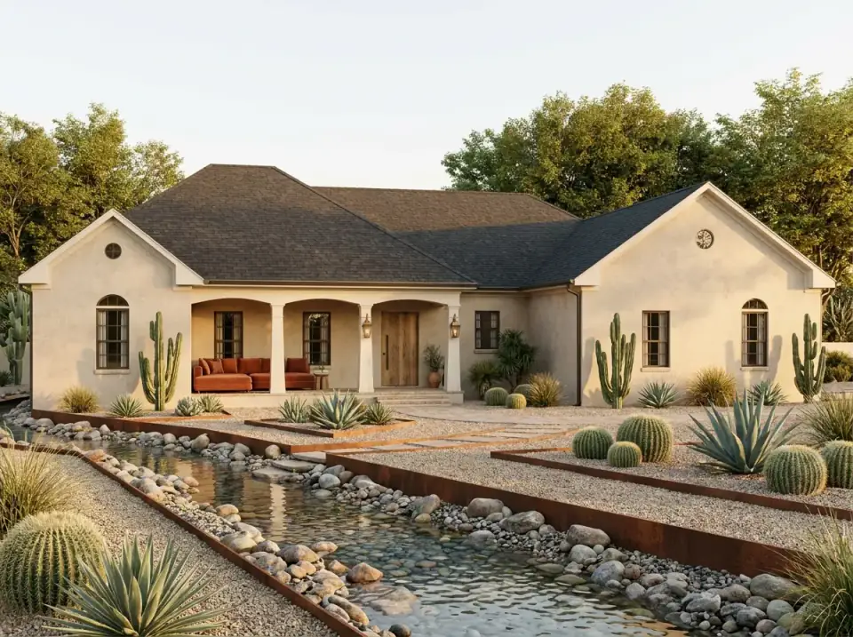 Southwest Adobe Ranch with Xeriscaped Water Feature