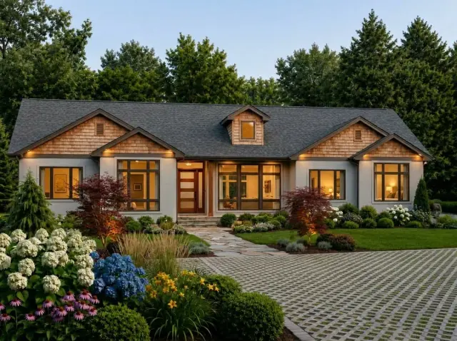 Transitional Craftsman Ranch with Cedar Shake Details