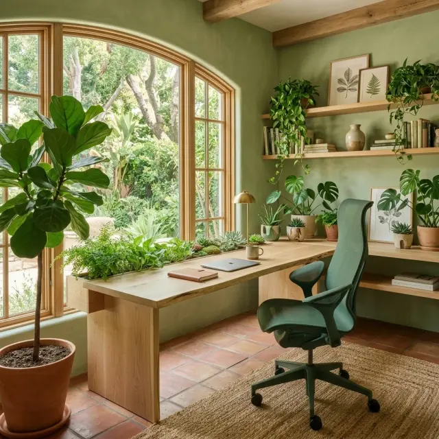 Sage Green & Live-Edge: The Ultimate Quiet Luxury Office