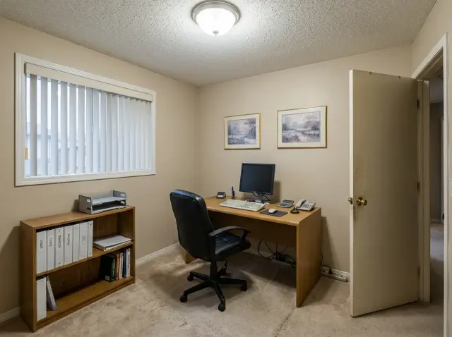 Before: The Dated Beige Home Office