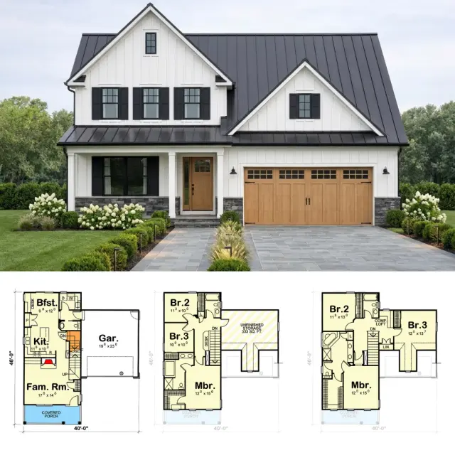 Modern Farmhouse Plan with Bonus Space