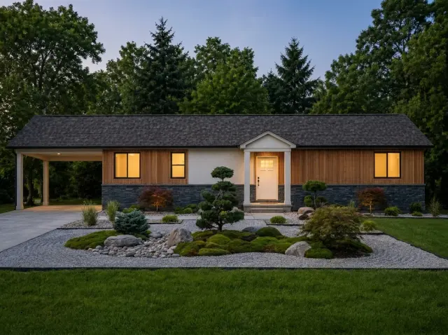 Traditional Ranch with Japanese Zen Facade