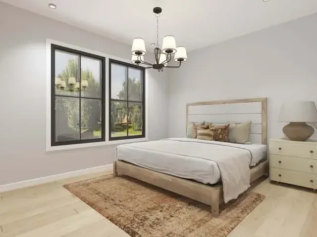 Bonus room with exposed wood ceiling beams sized for multiple recreation zones