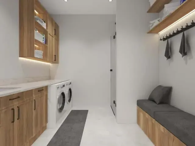 Bedroom with double windows and neutral walls